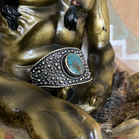 Paige Wallace Turquoise German Silver Cuff - Picture 6 of 10